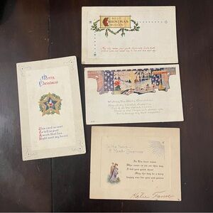 Lot of 4 Antique 1920s Christmas Christian Greeting Cards / Postcards Religious